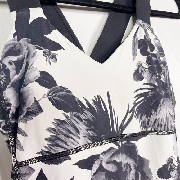 Lululemon Womens 6 Black White Brisk Bloom Push Ur Limits Tank Top Cross Back - Picture 5 of 8